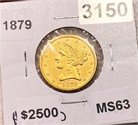 1879 $5 Gold Half Eagle MS63