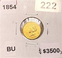 1854 $1 Gold Dollar BU
