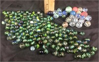 Marbles assortment including shooters, rubber