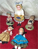 SW - LOT OF 3 COLLECTOR DOLLS & 2 FIGURINES
