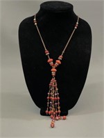 Leather/Beaded Necklace-Unmarked