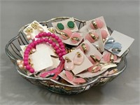 *Lot: Basket of Assorted Earrings and Necklace