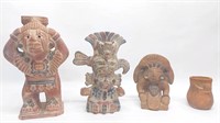 (4) Central American Red Clay Figures