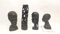 Busts & a Kenyan Statue (4 Items)