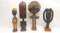 (4) African Wooden Statues from Ghana