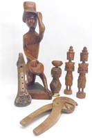Wooden Nutcracker Flute and 4 Statues Central AM