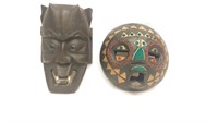 (2) Wooden Ceremony Masks
