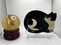 Cat snow globe and plate