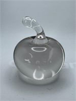 Art Glass Apple Paperweight Crystal Clear 3”