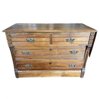Antique Wooden Chest of Drawers Dresser 4 Drawer