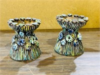2 handmade candle holders - DeGara - 5" h
