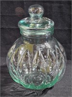 Green Tinted Glass Apothecary Jar w/Lid