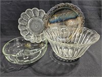 Lot: Vtg. Glassware and Silverplate Platter