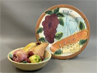 '96 Debra Cherniawsky Plate and Ceramic Fruit Bowl