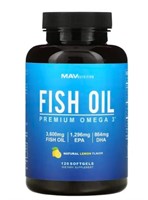 MAV Nutrition, Fish Oil, Premium Omega 3, Natural