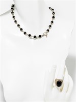 Jewelry Sterling Silver & Onyx Ring / Necklace