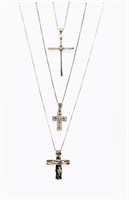 Jewelry 3 Sterling Silver Cross Pendant Necklaces