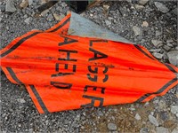 Flagger Ahead Sign