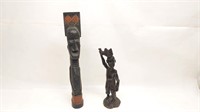 (2) Wooden Statues (1 Fertility Statue from Ghana)