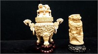 (2) Oriental Three Legged Cup w Chop Marks ...