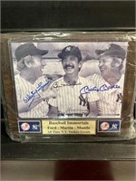 Mickey Mantle Billy Martin Whitey Ford Signed wCOA