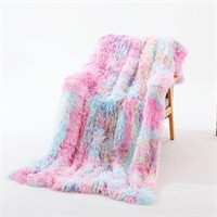 Rainbow Tie-Dye Extra Soft Fuzzy Faux Fur Blanket