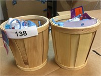 2 baskets of hand sanitizer & holders