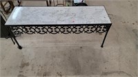 HEAVY MARBLE TOP IRION TABLE