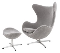 Aarne Jacobsen Egg Chair and Ottoman, 1960s