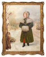 Samuel Sidley "A Winter Song" Oil on Canvas, 1896