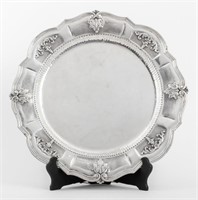 Italian Baroque Style Sterling Silver Round Tray