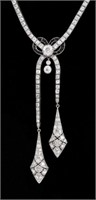 Art Deco Platinum Diamond & Onyx Necklace