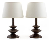 After Giacometti Excalibur Bronze Table Lamps, Pr