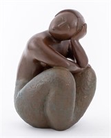 Eng Tay "Pensive" Bronze Sculpture