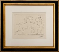 Pablo Picasso "Homme Nu ... avec Cheval" Drypoint