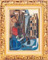 Claude Venard Cubist Still Life Oil on Canvas