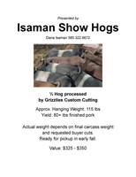 Isaman Show Hogs 1/2 Hog Processed by Grizzlies