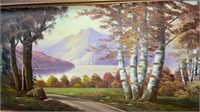 Vintage Landscape Print on Board Framed