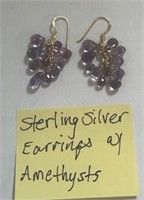 256 - STERLING SILVER EARRINGS W/ AMETHYST (5)