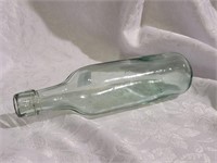 Antique green glass bottle with round bottom 9"