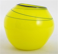 Dale Chihuly Yellow & Blue Banded Glass Basket
