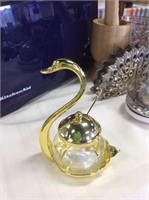 Glass swan jelly jar
