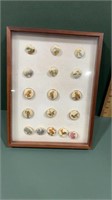 Framed Lot of Antique Buttons, Many Birds