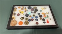 Antique Buttons  -in display case 8.5 in x12 in