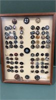 Lot of Antique Inlay  Buttons in Display Case