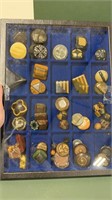 Antique Buttons  -in display case 12 in x 16 in
