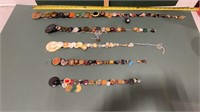 5 strings of Antique Buttons-longest string is