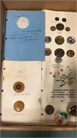 Antique buttons including hands and roses buttons