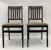 2 Stakmore Folding Wood Chairs