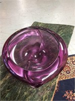 Purple glass art bowl